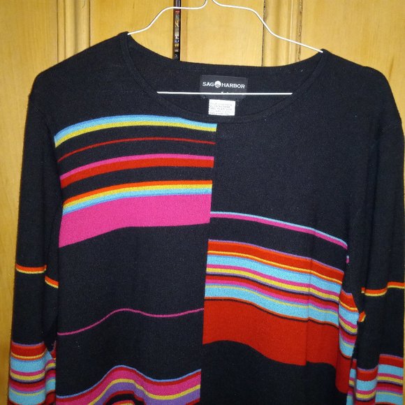 Sag Harbor Geometric Block & Stripe Sweater Size 2X (T-324) - Picture 6 of 9